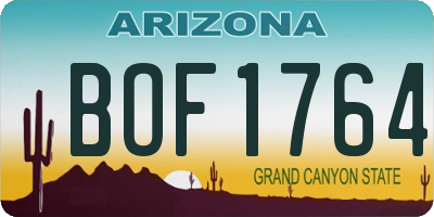 AZ license plate BOF1764