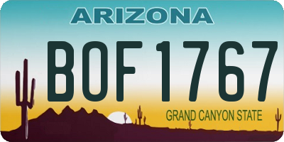 AZ license plate BOF1767