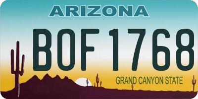 AZ license plate BOF1768