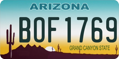 AZ license plate BOF1769