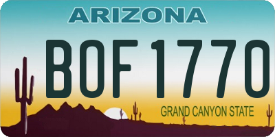 AZ license plate BOF1770