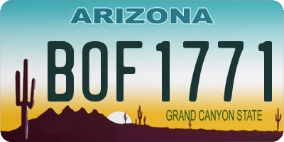 AZ license plate BOF1771