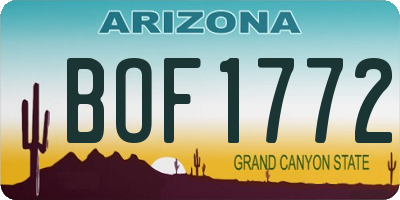 AZ license plate BOF1772