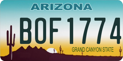 AZ license plate BOF1774