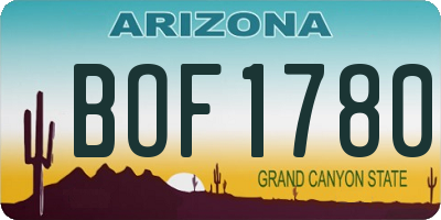 AZ license plate BOF1780