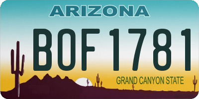 AZ license plate BOF1781