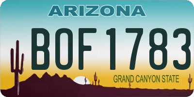 AZ license plate BOF1783