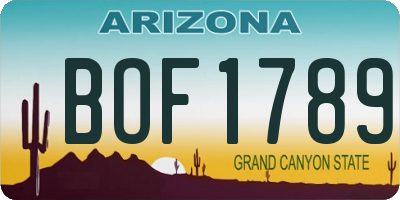 AZ license plate BOF1789