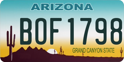 AZ license plate BOF1798