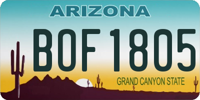 AZ license plate BOF1805
