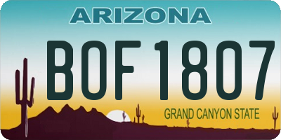 AZ license plate BOF1807