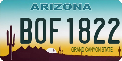 AZ license plate BOF1822