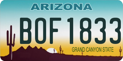 AZ license plate BOF1833