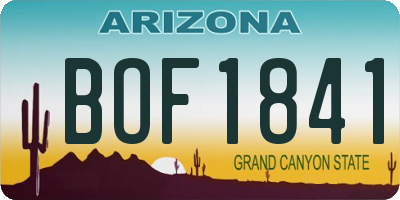 AZ license plate BOF1841