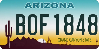 AZ license plate BOF1848