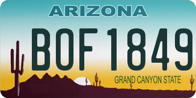 AZ license plate BOF1849