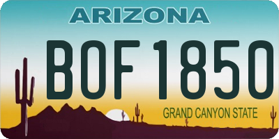 AZ license plate BOF1850