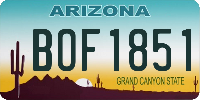 AZ license plate BOF1851