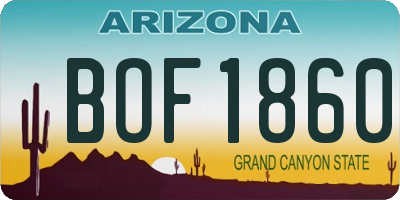 AZ license plate BOF1860