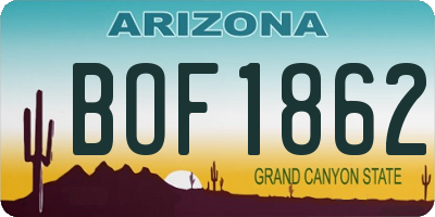 AZ license plate BOF1862