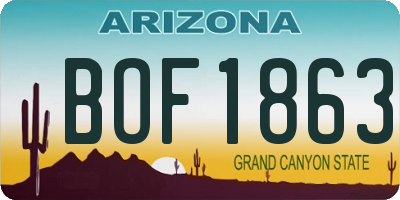 AZ license plate BOF1863