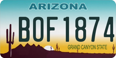 AZ license plate BOF1874