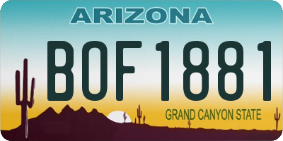 AZ license plate BOF1881