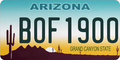 AZ license plate BOF1900