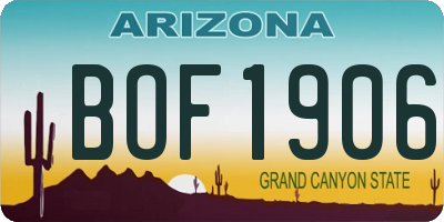 AZ license plate BOF1906
