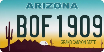 AZ license plate BOF1909