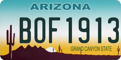 AZ license plate BOF1913