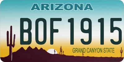 AZ license plate BOF1915