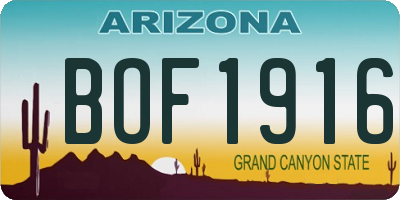 AZ license plate BOF1916