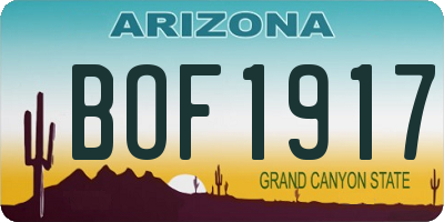 AZ license plate BOF1917