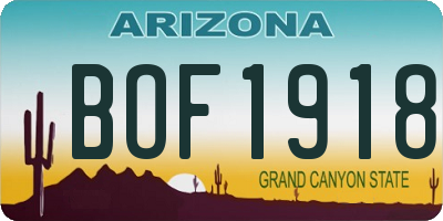 AZ license plate BOF1918