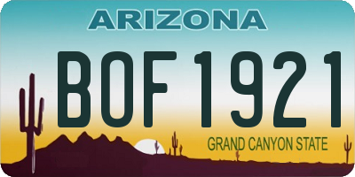 AZ license plate BOF1921