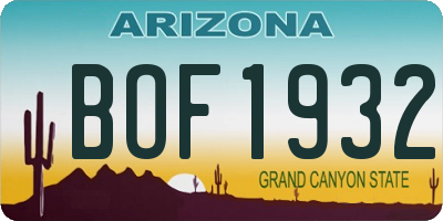 AZ license plate BOF1932