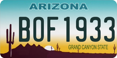 AZ license plate BOF1933
