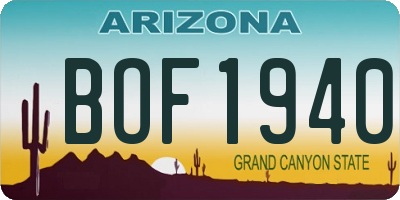 AZ license plate BOF1940