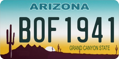 AZ license plate BOF1941