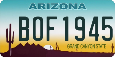AZ license plate BOF1945
