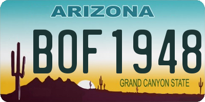 AZ license plate BOF1948