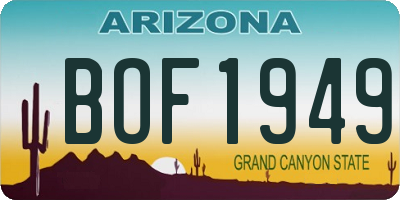 AZ license plate BOF1949