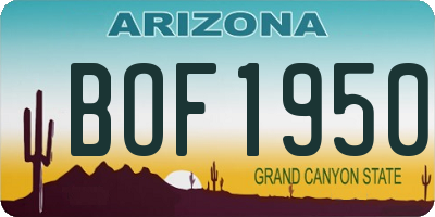 AZ license plate BOF1950