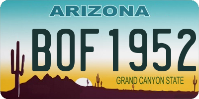 AZ license plate BOF1952