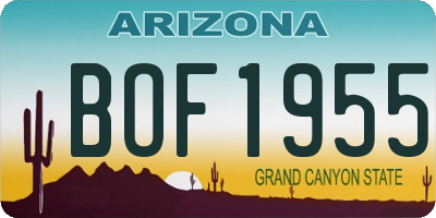 AZ license plate BOF1955