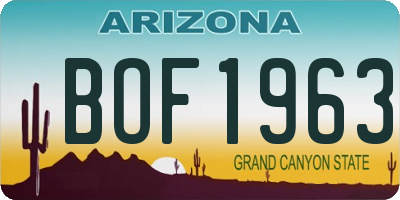 AZ license plate BOF1963