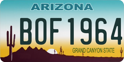 AZ license plate BOF1964