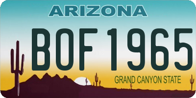 AZ license plate BOF1965