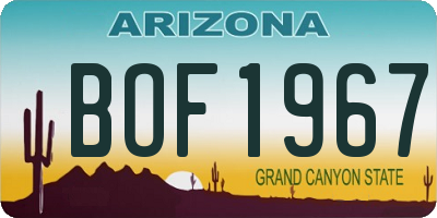AZ license plate BOF1967